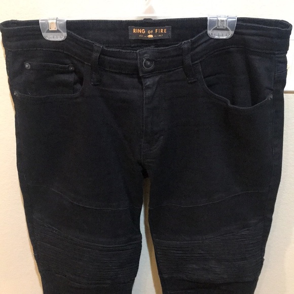 Ring Of Fire Black Mens Ribbed Slim Fit 5 Pocket Jeans-Size 33/32 - Picture 3 of 4